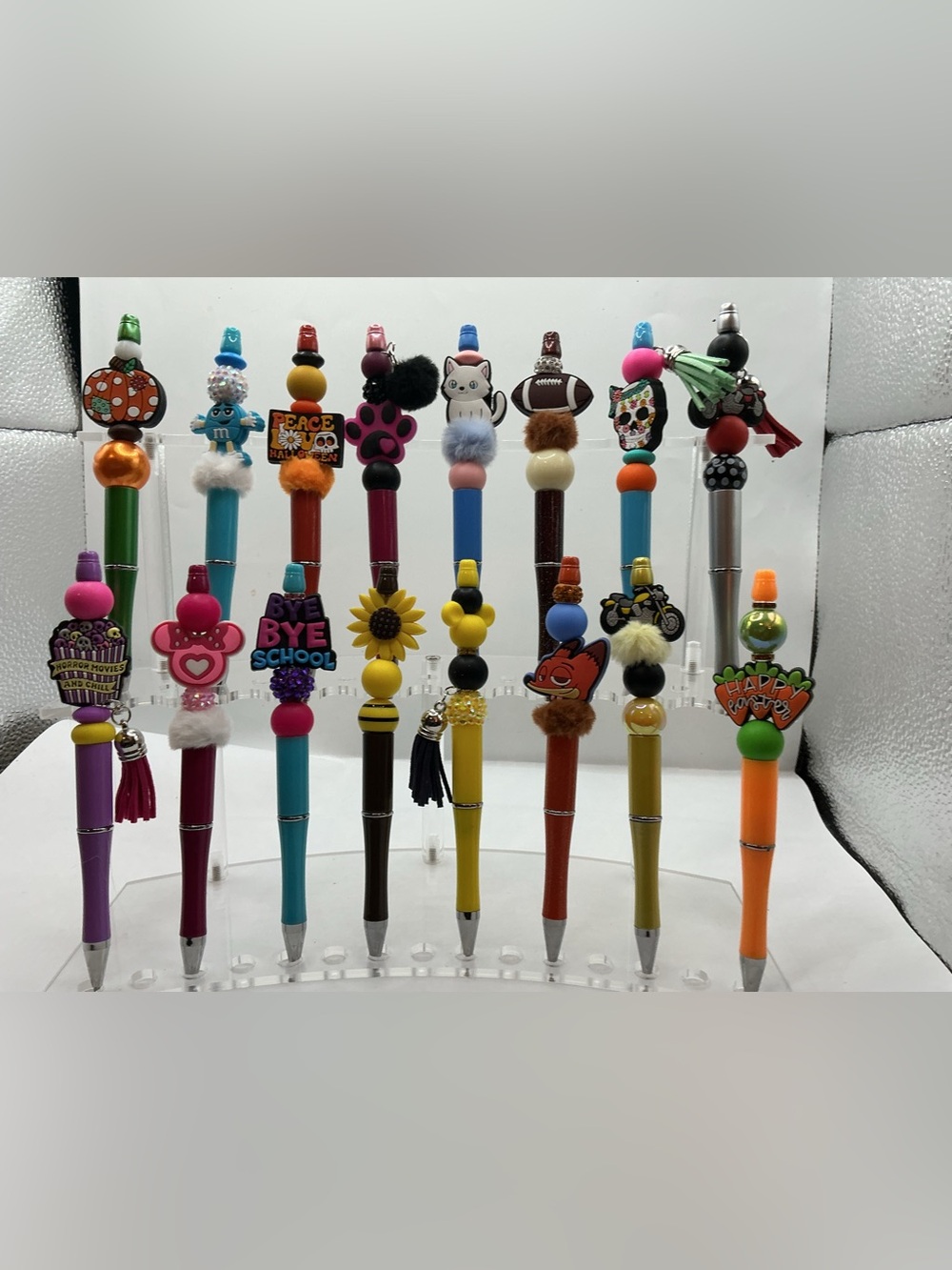 LOT OF 10 ASSORTED RANDOM DECORATIVE BEADED HANDMADE INK PENS FOR ADULTS & KIDS - Picture 7 of 9